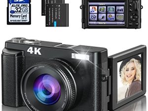 4K Digital Camera with SD Card [Autofocus & Anti-Shake] 48MP Video Camera for Beginners' Photography Vlogging YouTube