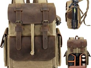 Endurax Leather Camera Backpack Bag for Photographers Waterproof DSLR Backpacks