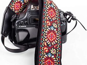 Red Woven Vintage Camera Strap For All DSLR Camera. Embroidered Christmas Gift Elegant Universal Neck & Shoulder Strap