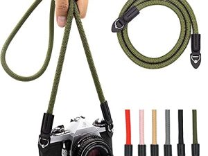 Eorefo Camera Strap Vintage 100cm Nylon Climbing Rope Camera Neck Shoulder Strap for Micro Single and DSLR Camera.(Army Green)