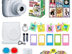 Fujifilm Instax Mini 11 Instant Camera Ice White + Shutter Compatible Carrying Case + Fuji Film Value Pack (20 Sheets) + Shutter Accessories Bundle