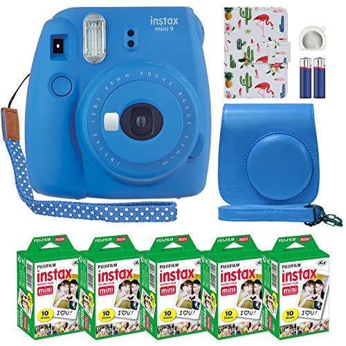 Fujifilm Instax Mini 9 Instant Camera Cobalt Blue with Custom Case + Fuji Instax Film Value Pack (50 Sheets) Flamingo Designer Photo Album for Fuji instax Mini 9 Photos Fujifilm Instax Mini 9 Instant Camera Cobalt Blue with Custom Case + Fuji Instax Film Value Pack (50 Sheets) Flamingo Designer Photo Album for Fuji instax Mini 9 Photos