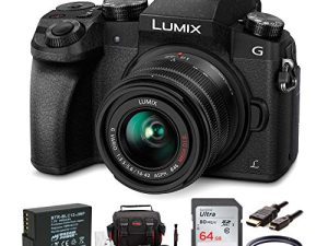 Panasonic LUMIX G7 Camera with 14-42mm Lens + 64GB SDHC + Accessory Bag Bundle (6-Items)