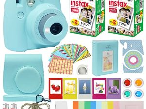 Fuji Instax Mini 9 Instant Camera ICE Blue w/Case + Fuji Instax Film Value Pack (40 Sheets) for Fujifilm Instax Mini 9 Camera + Accessories