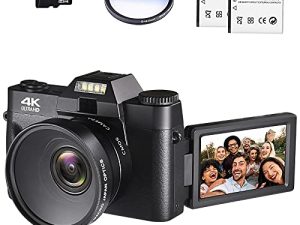 4K Digital Vlogging Camera for YouTube Autofocus Camcorder for Photography 48MP Video Camera with WiFi Connection 3.0" IPS Flip Screen