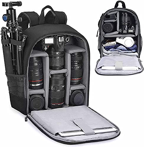 Cwatcun Camera Backpack Bag Professional for SLR DSLR Mirrorless Camera Waterproof Camera Case Compatible with Sony Canon Nikon Camera and Lens Tripod Accessories (Ⅱ Small Black) Cwatcun Camera Backpack Bag Professional for SLR DSLR Mirrorless Camera Waterproof Camera Case Compatible with Sony Canon Nikon Camera and Lens Tripod Accessories (Ⅱ Small Black)