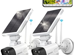 OOSSXX Solar Battery Security Camera Outdoor Wireless Solar Powered Wireless Camera with Rechargeable Battery