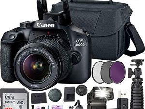 Canon EOS 4000D DSLR Camera and EF-S 18-55 mm f/3.5-5.6 Lens (International Version) + 32GB Memory Card + Camera Bag + MiniTripod