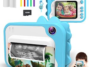 USHINING Kids Instant Print Camera with 3 Rolls Print Paper