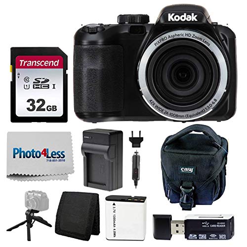 Kodak PIXPRO AZ421 Digital Camera (Black) + Point & Shoot Camera Case + Transcend 32GB SD Memory Card + Extra Battery & Charger + USB Card Reader + Table Tripod + Accessories Kodak PIXPRO AZ421 Digital Camera (Black) + Point & Shoot Camera Case + Transcend 32GB SD Memory Card + Extra Battery & Charger + USB Card Reader + Table Tripod + Accessories