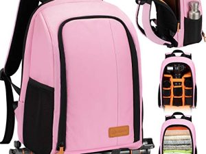 TARION Camera Backpack Waterproof Camera Bag Large Capacity Camera Case with 15 Inch Laptop Compartment Rain Cover for Women Men Photographer Lens Tripod Pink