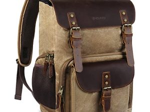 Endurax DSLR Camera Backpack for Photographers Leather Camera Bag Backpack with 15.6" Laptop Compartment