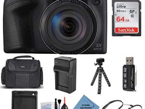 Canon PowerShot SX420 is Wi-Fi Digital Camera (Black) with 64GB Card + Case + Battery & Charger + Flex Tripod + Sling Strap + Kit+ Extreme Electronics Cloth (Renewed)