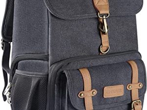 Endurax Canvas Camera Backpack Bag for Photographers DSLR Backpacks fit up to 15.6 Laptop Rain Cover Included