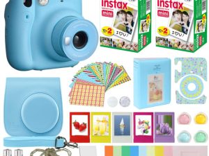 Fujifilm Instax Mini 11 Instant Camera Sky Blue + MiniMate Accessories Bundle + Fuji Instax Film Value Pack (40 Sheets) Accessories Bundle