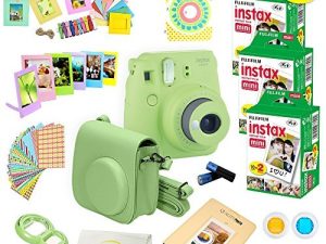 Fujifilm Instax Mini 9 Instant Camera Lime Green w/Fujifilm Instax Mini 9 Instant Films (60 Pack) + A14 Pc Deluxe Bundle for Fujifilm Instax Mini 9 Camera